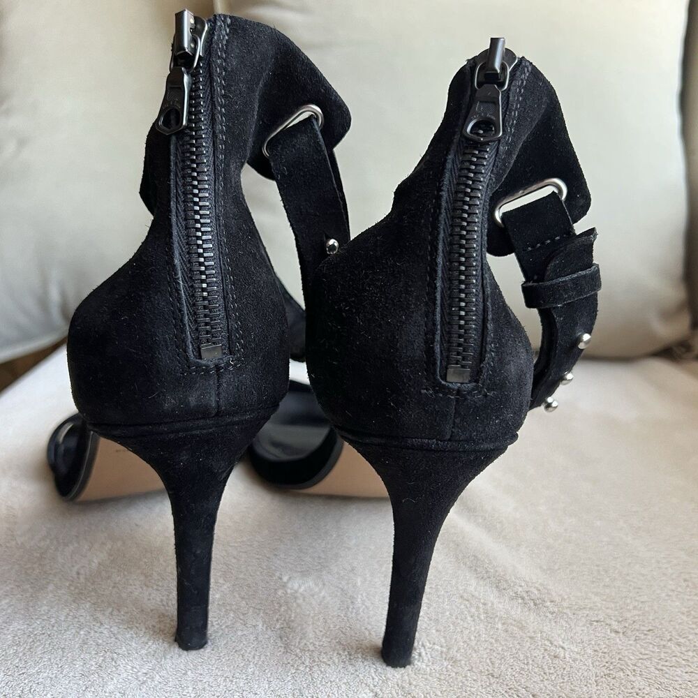 Rag & Bone Black Suede Stiletto Heel Sandal Women EU 40 US 10 Silver Studs Party - Picture 12 of 16